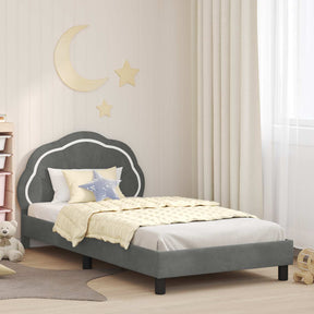 Vidaxl bedframe voor kinderen met hoofdbord donkergrijs 90 x 200 cm