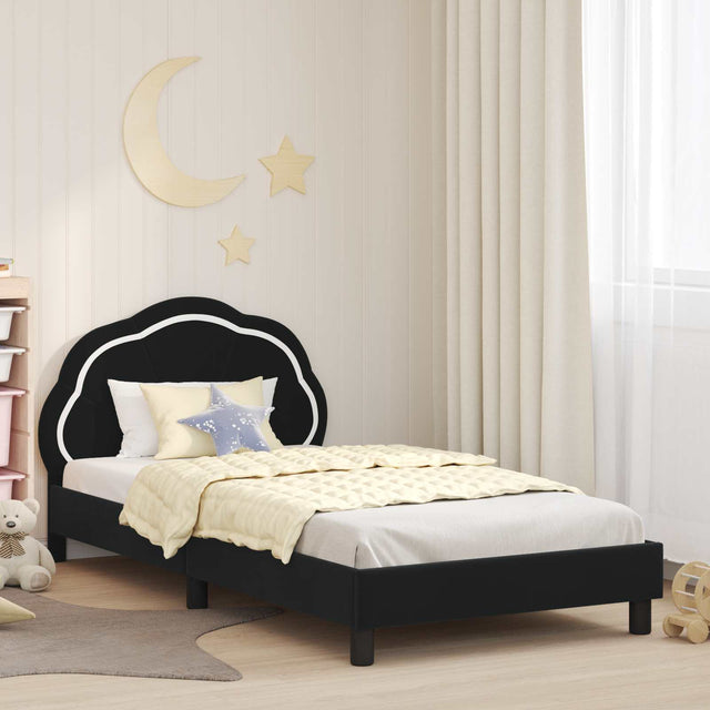 Vidaxl bedframe voor kinderen met hoofdbord zwart 90 x 200 cm fluweel