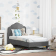 Vidaxl peuterbedframe met hoofdbord donkergrijs 70 x 140 cm fluweel