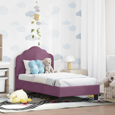 Vidaxl peuterbedframe met hoofdbord paars 70 x 140 cm fluweel