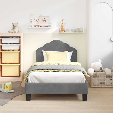 Vidaxl bedframe voor kinderen met hoofdbord donkergrijs 80 x 160 cm