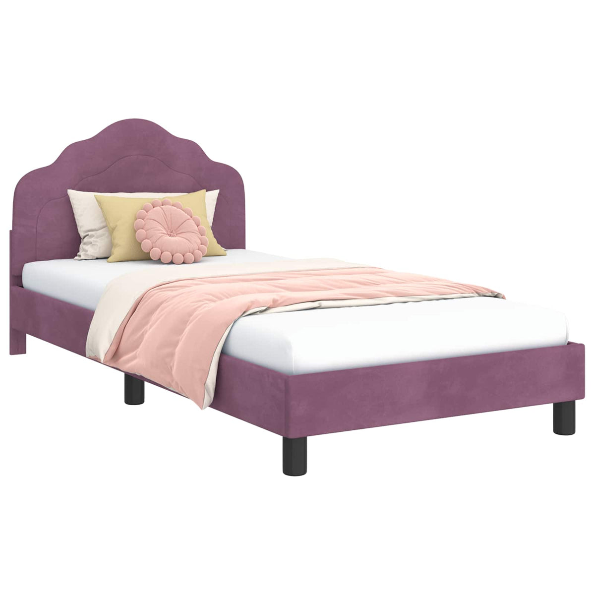 Vidaxl bedframe voor kinderen met hoofdbord paars 80 x 200 cm fluweel
