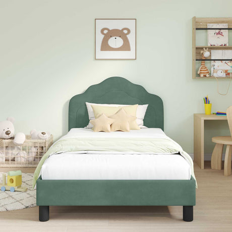 Vidaxl bedframe voor kinderen met hoofdbord zeegroen 80 x 200 cm
