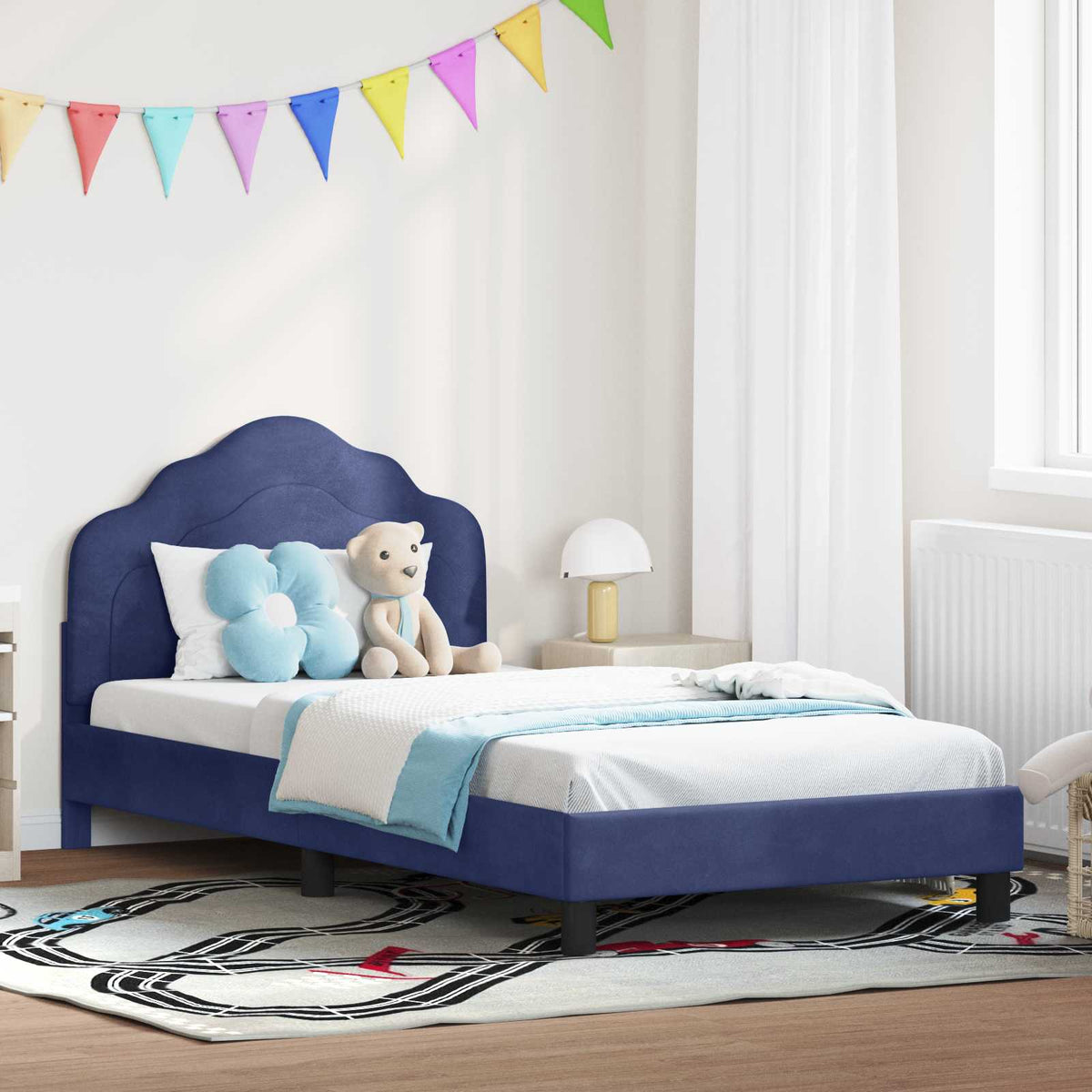 Vidaxl bedframe voor kinderen met hoofdbord politieblauw 80 x 200 cm