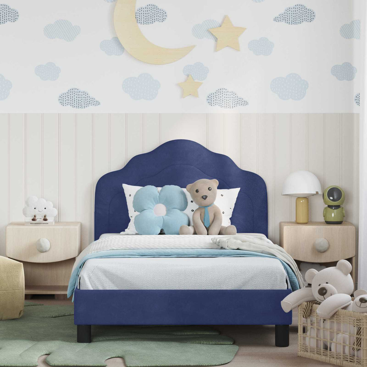 Vidaxl bedframe voor kinderen met hoofdbord politieblauw 80 x 200 cm