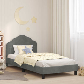 Vidaxl bedframe voor kinderen met hoofdbord donkergrijs 90 x 190 cm