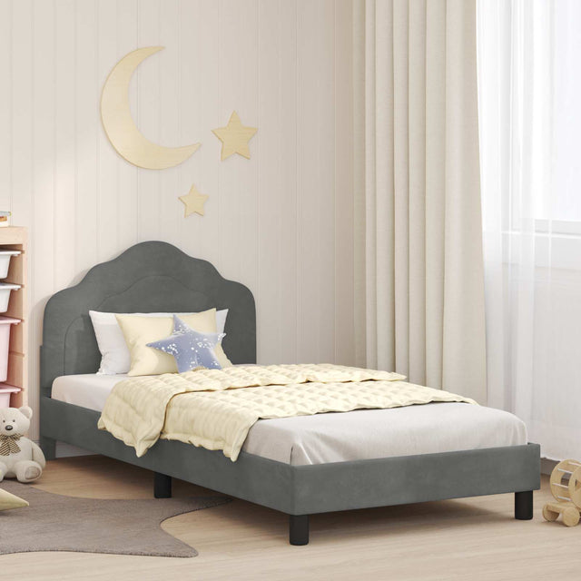 Vidaxl bedframe voor kinderen met hoofdbord donkergrijs 90 x 190 cm
