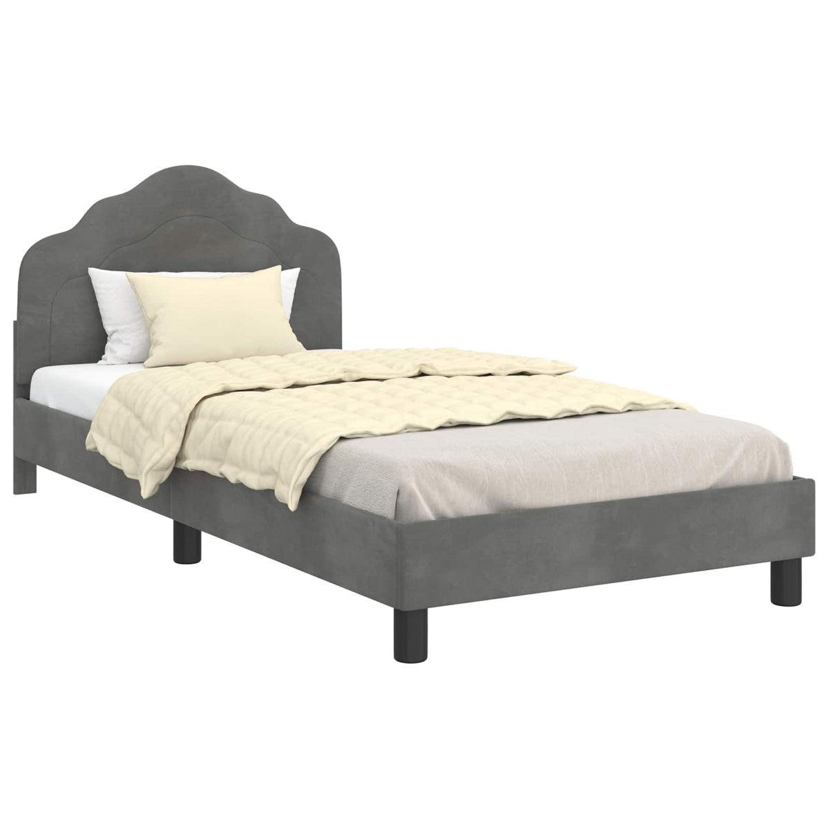 Vidaxl bedframe voor kinderen met hoofdbord donkergrijs 90 x 190 cm