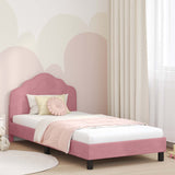 Vidaxl bedframe voor kinderen met hoofdbord roze 90 x 190 cm fluweel