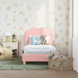 Vidaxl peuterbedframe met hoofdbord roze 70 x 140 cm bouclé