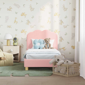 Vidaxl peuterbedframe met hoofdbord roze 70 x 140 cm bouclé
