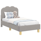 Vidaxl peuterbedframe met hoofdbord lichtgrijs 70 x 140 cm bouclé