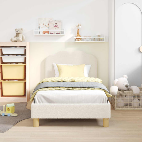 Vidaxl bedframe voor kinderen met hoofdbord crèmekleurig 80 x 160 cm