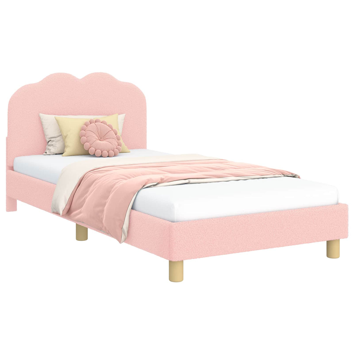 Vidaxl bedframe voor kinderen met hoofdbord roze 80 x 200 cm bouclé