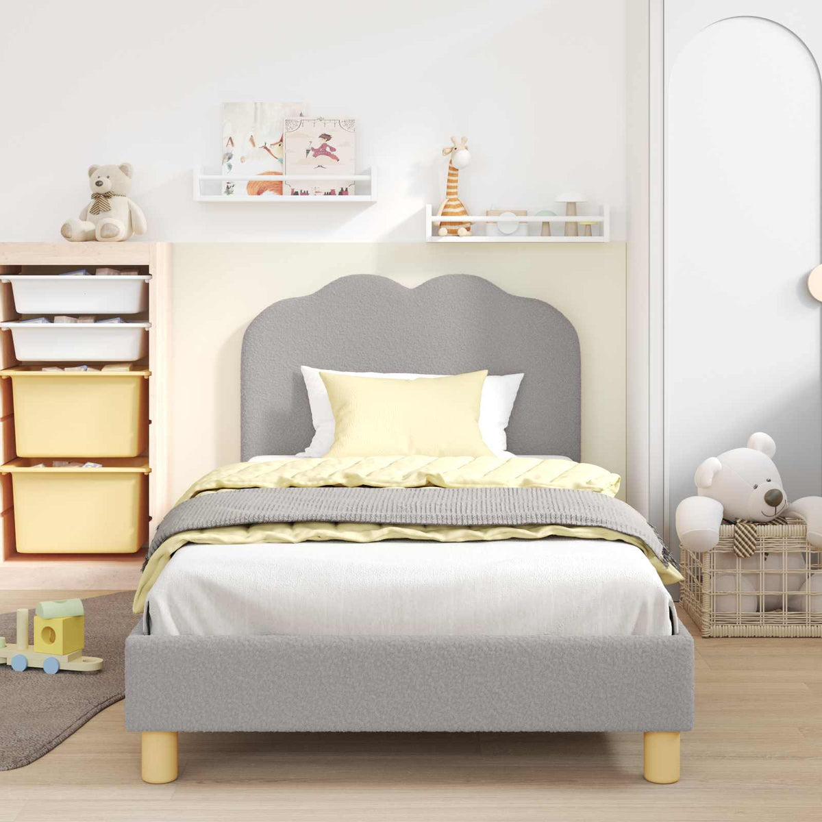 Vidaxl bedframe voor kinderen met hoofdbord lichtgrijs 90x190 cm
