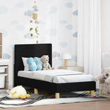 Vidaxl peuterbedframe met hoofdbord zwart 70 x 140 cm stof