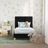 Vidaxl peuterbedframe met hoofdbord zwart 70 x 140 cm stof