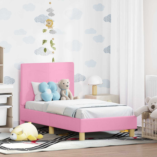 Vidaxl peuterbedframe met hoofdbord roze 70 x 140 cm stof