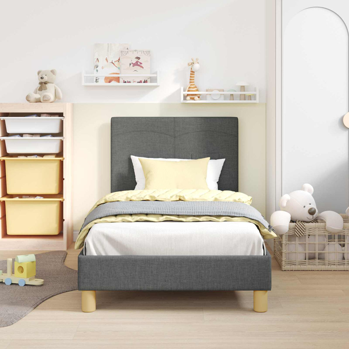 Vidaxl bedframe voor kinderen met hoofdbord donkergrijs 80 x 160 cm