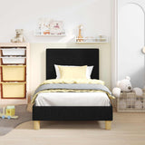 Vidaxl bedframe voor kinderen met hoofdbord zwart 80 x 160 cm stof