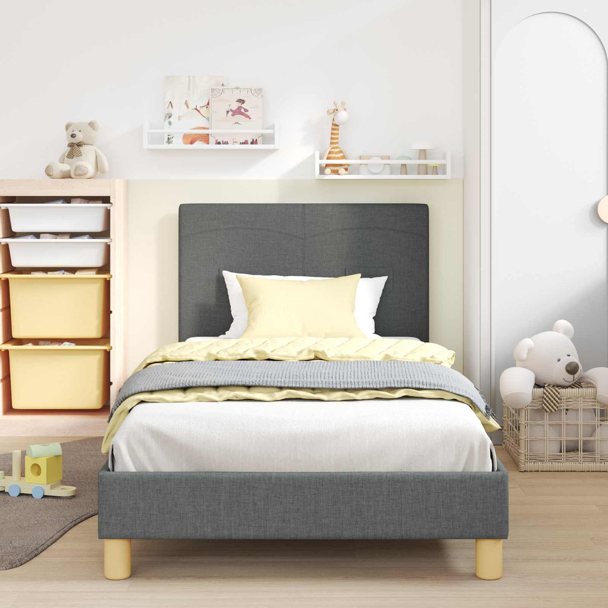 Vidaxl bedframe voor kinderen met hoofdbord donkergrijs 80 x 200 cm