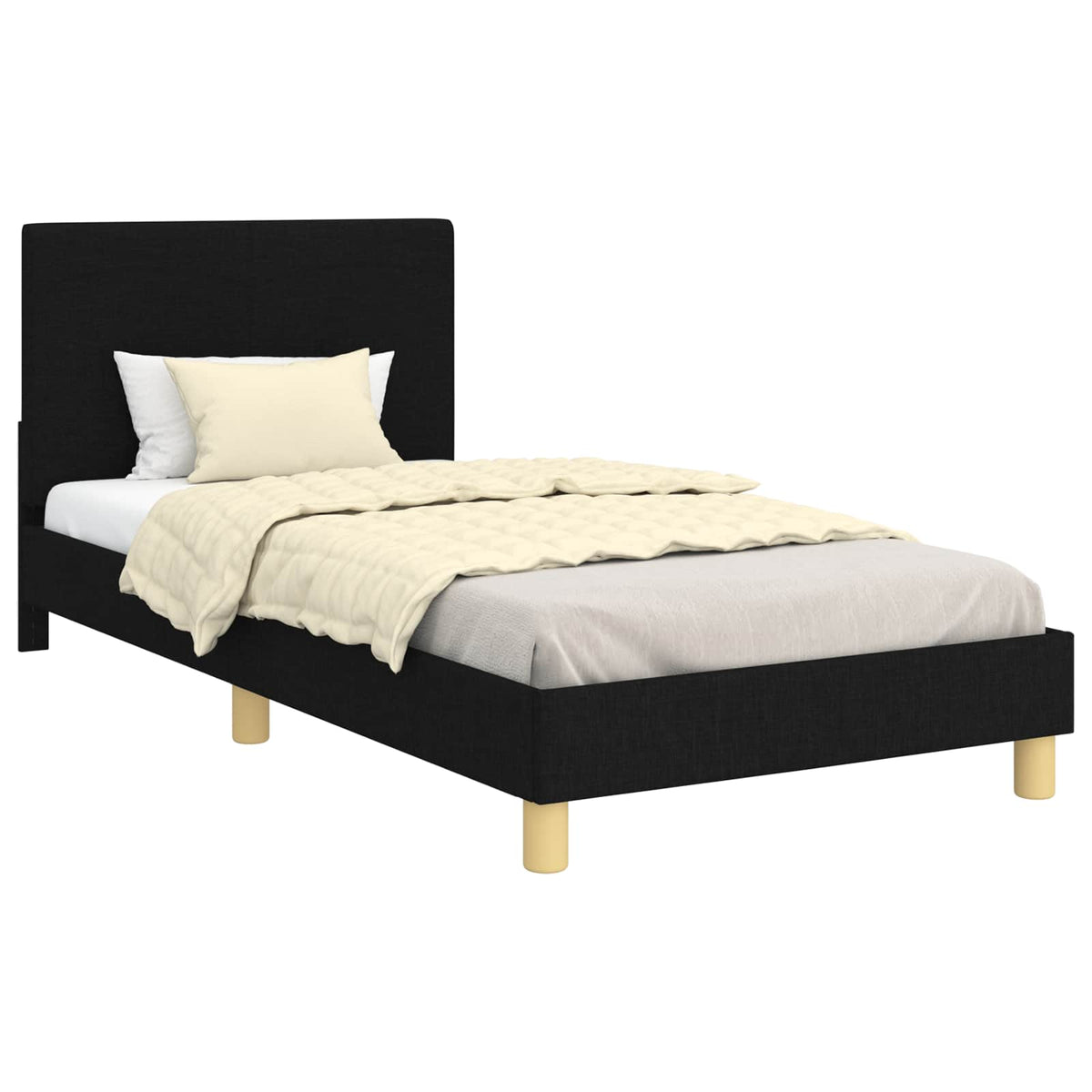 Vidaxl bedframe voor kinderen met hoofdbord zwart 90 x 190 cm stof