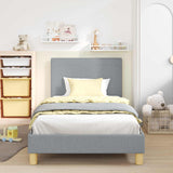 Vidaxl bedframe voor kinderen met hoofdbord lichtgrijs 90 x 200 cm