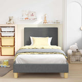 Vidaxl bedframe voor kinderen met hoofdbord donkergrijs 90 x 200 cm