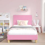 Vidaxl bedframe voor kinderen met hoofdbord roze 90 x 200 cm stof
