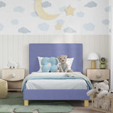 Vidaxl bedframe voor kinderen met hoofdbord jeans blauw 90 x 200 cm