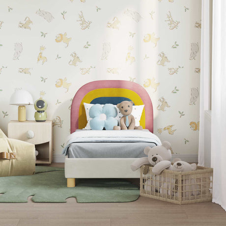 Vidaxl peuterbedframe met hoofdbord crèmekleurig 70 x 140 cm fluweel