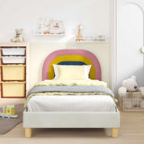 Vidaxl bedframe voor kinderen met hoofdbord crèmekleurig 90 x 200 cm