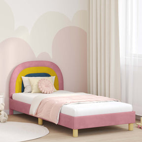Vidaxl bedframe voor kinderen met hoofdbord roze 90 x 200 cm fluweel
