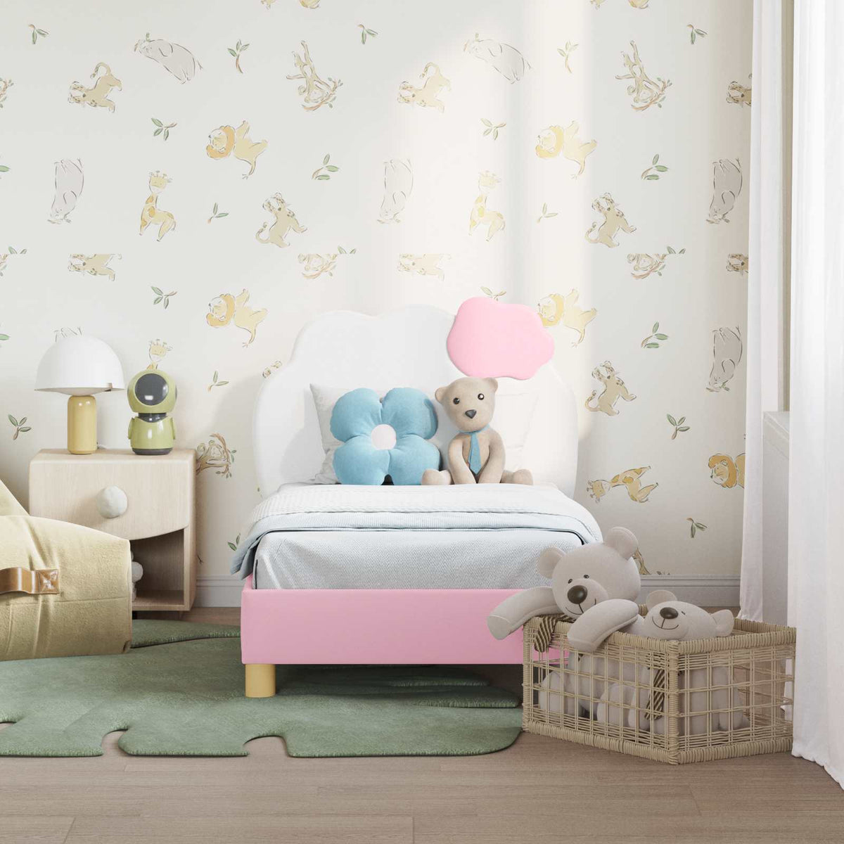 Vidaxl peuterbedframe met hoofdbord roze 70 x 140 cm pu