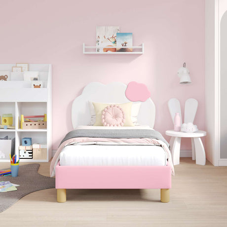 Vidaxl bedframe voor kinderen met hoofdbord roze 80 x 160 cm pu