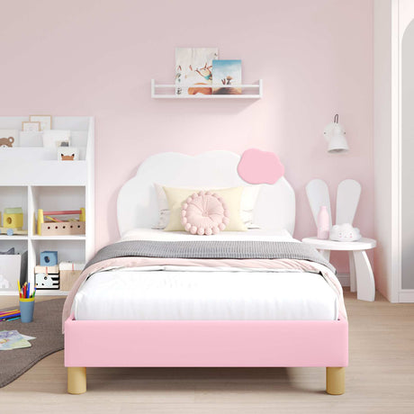 Vidaxl bedframe voor kinderen met hoofdbord roze 90 x 190 cm pu