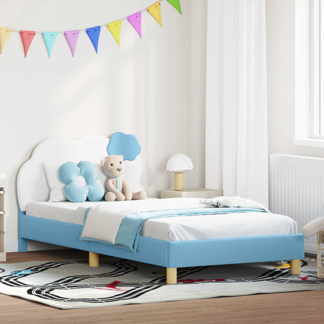Vidaxl bedframe voor kinderen met hoofdbord blauw 90 x 200 cm pu