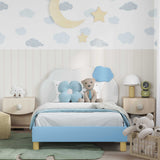 Vidaxl bedframe voor kinderen met hoofdbord blauw 90 x 200 cm pu