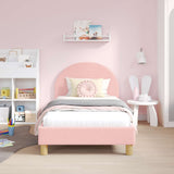 Vidaxl bedframe voor kinderen met hoofdbord roze 80 x 160 cm bouclé