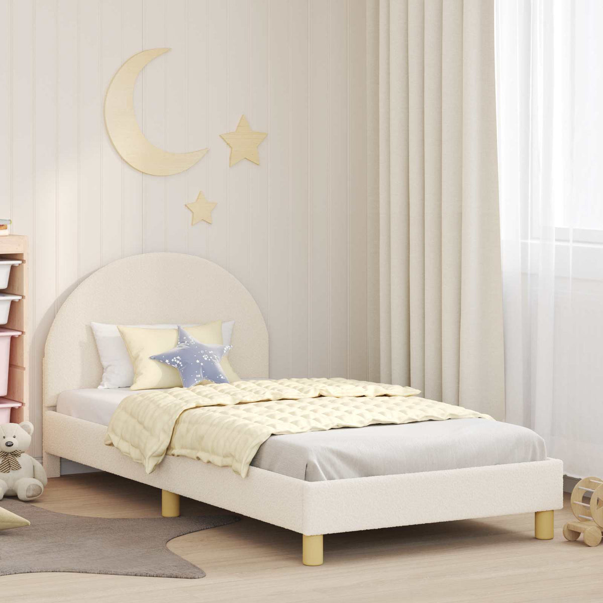 Vidaxl bedframe voor kinderen met hoofdbord crèmekleurig 80 x 200 cm