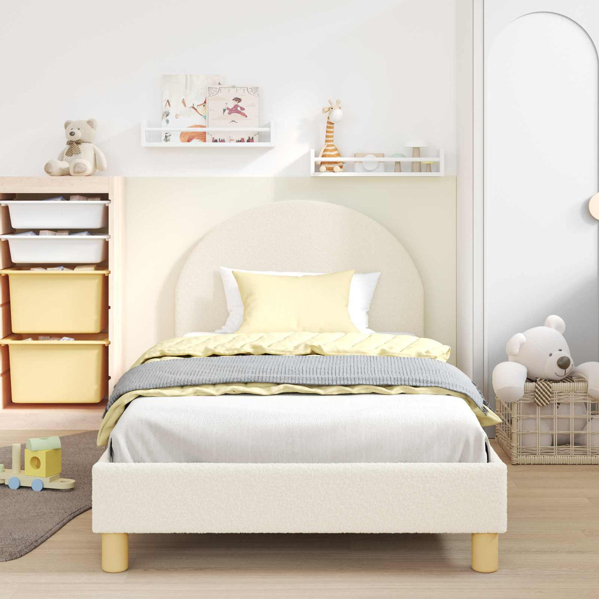 Vidaxl bedframe voor kinderen met hoofdbord crèmekleurig 90 x 200 cm