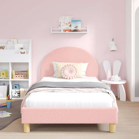 Vidaxl bedframe voor kinderen met hoofdbord roze 90 x 200 cm bouclé