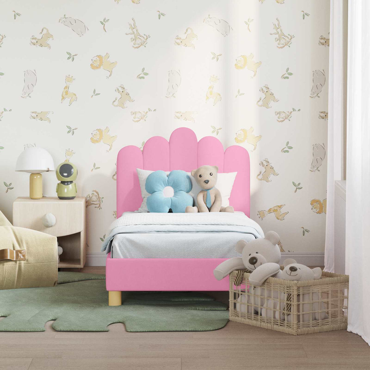 Vidaxl peuterbedframe met hoofdbord roze 70 x 140 cm stof