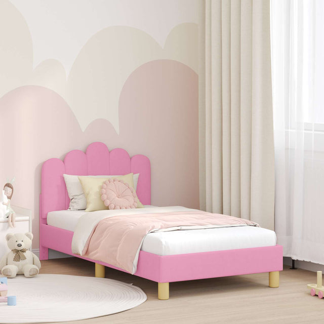 Vidaxl bedframe voor kinderen met hoofdbord roze 80 x 160 cm stof