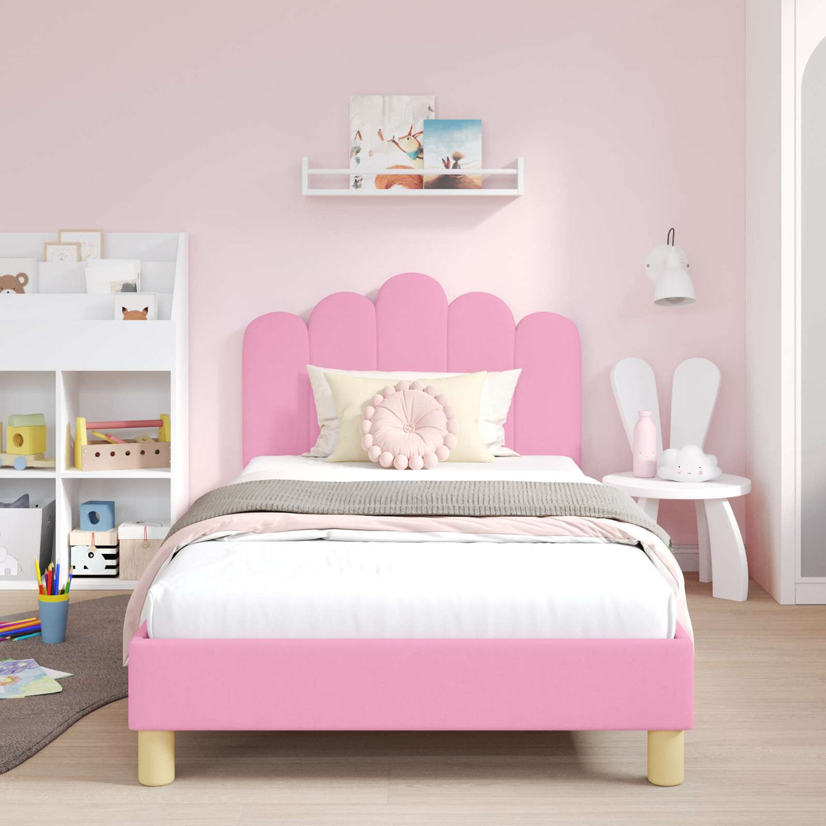 Vidaxl bedframe voor kinderen met hoofdbord roze 80 x 200 cm stof