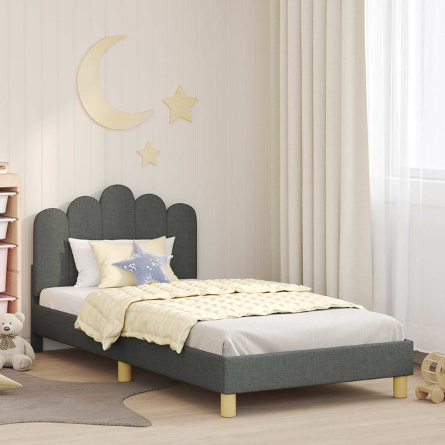 Vidaxl bedframe voor kinderen met hoofdbord donkergrijs 90 x 190 cm
