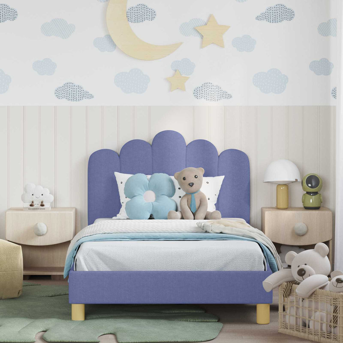 Vidaxl bedframe voor kinderen met hoofdbord jeans blauw 90 x 190 cm