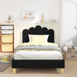 Vidaxl bedframe voor kinderen met hoofdbord zwart 90 x 200 cm stof