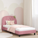 Vidaxl bedframe voor kinderen met hoofdbord roze 90 x 200 cm fluweel