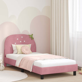 Vidaxl bedframe voor kinderen met hoofdbord roze 90 x 200 cm fluweel